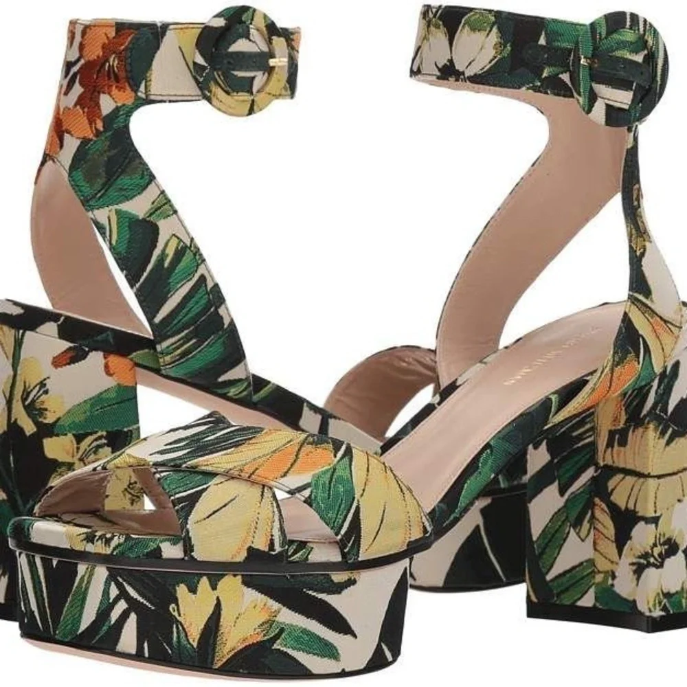 Stuart Weitzman / NEW Carmina ANKLE STRAP floral TROPICAL Platform Sandal 9.5
